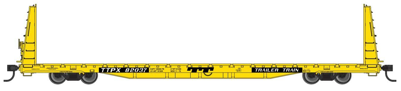 Walthers Mainline 68' Bulkhead Flatcar TTX-TTPX 82037 WH910-50613