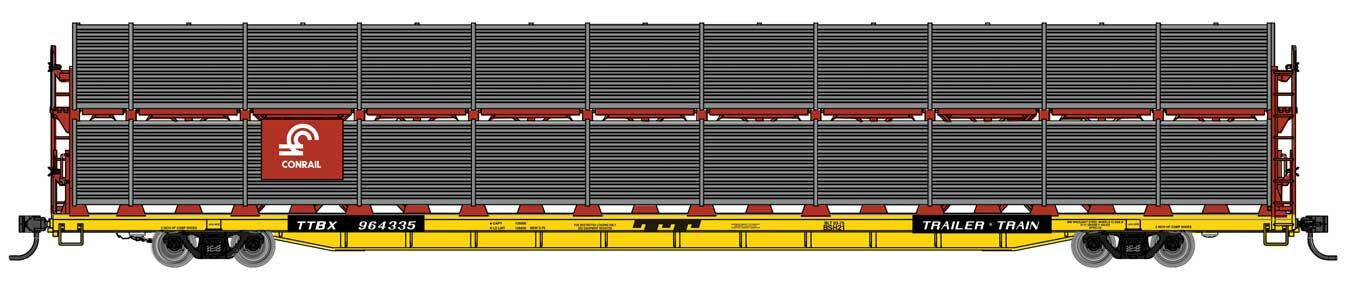 Walthers Mainline 89' Flatcar w/Bi-Level Auto Rack Conrail/TTBX 964335 WH910-8109