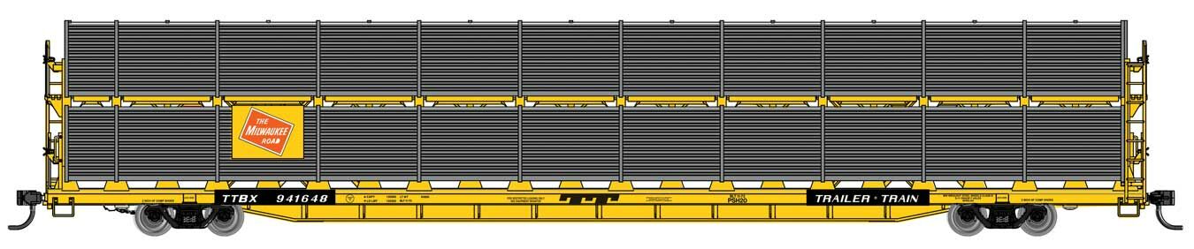 Walthers Mainline 89' Flatcar w/Bi-Level Auto Rack MILW/TTBX 941648 WH910-8117