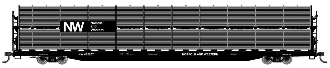 Walthers Mainline 89' Flatcar w/Bi-Level Auto Rack Norfolk & Western 412007 WH910-8121