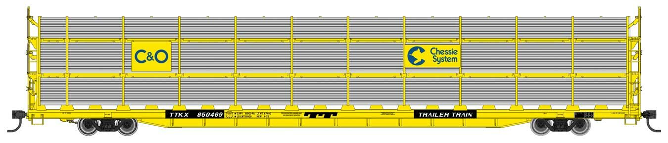 Walthers Mainline 89' Flatcar w/Auto Rack Chesapeake & Ohio/TTKX 850469 WH910-8305