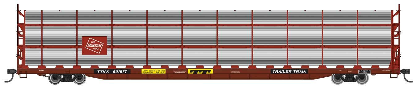 Walthers Mainline 89' Flatcar w/Auto Rack Milwaukee Road/TTKX 801577 WH910-8317