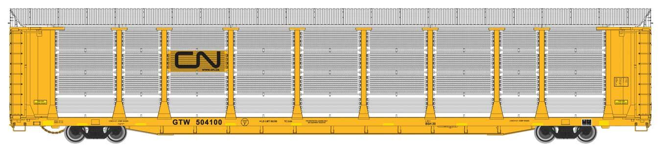 Walthers Proto 89' Thrall Bi-Level Car Carrier CN/GTW 504100 WH920-101508