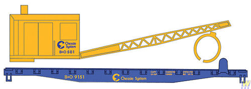 Walthers Trainline Flat Car with Logging Crane Chessie/B&amp;O WH931-1782