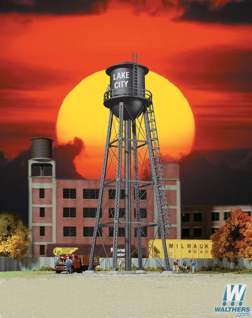 Walthers Cornerstone City Water Tower Black (Pre-Built) WH933-3832