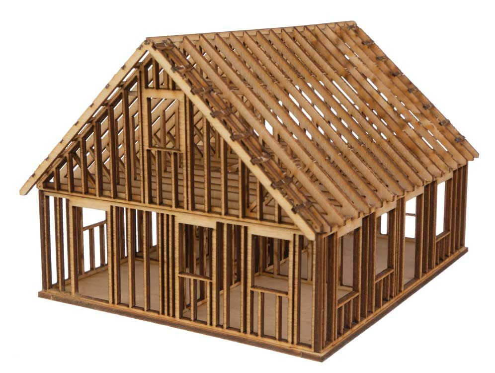 Walthers Cornerstone Timber Framed House Under Construction Kit WH933-4157