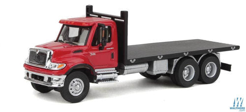 Walthers Scenemaster International 7600 3 Axle Flatbed Truck Red/Black WH949-11652