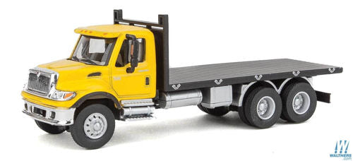 Walthers Scenemaster International 7600 3 Axle Flatbed Truck Yellow/Black WH949-11653