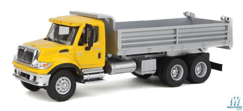 Walthers Scenemaster International 7600 3 Axle Heavy Duty Dump Truck Ylw/Silver WH949-11663