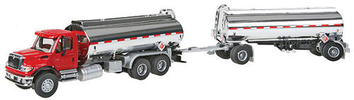 Walthers Scenemaster International 7600 Tank Truck with Trailer Red/Chrome WH949-11670