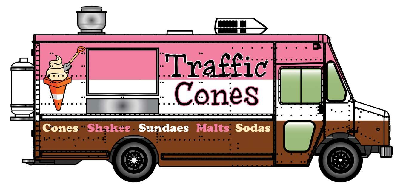 Walthers Scenemaster Morgan Olson Route Star Van Traffic Cones Ice Cream WH949-12108