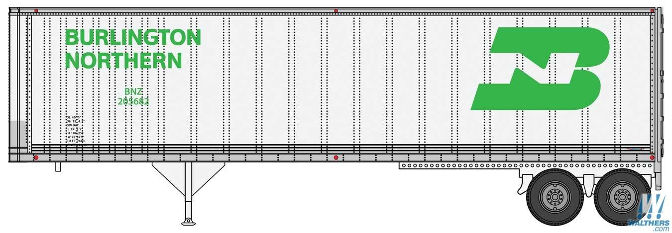 Walthers Scenemaster 40' Trailmobile Trailer Set (2) Burlington Northern WH949-2510