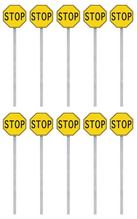 Walthers Scenemaster Stop Signs Yellow/Black 1924-54 (10) WH949-4211