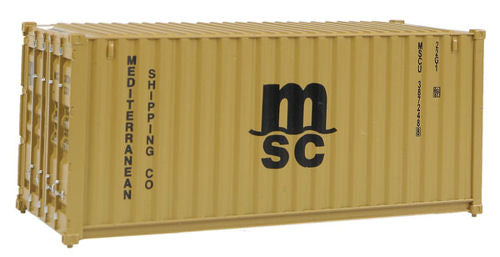 Walthers Scenemaster 20' Corrugated Side Assembled Container MSC (Yellow) WH949-8057