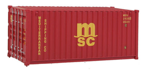 Walthers Scenemaster 20' Corrugated Side Assembled Container MSC (red) WH949-8059