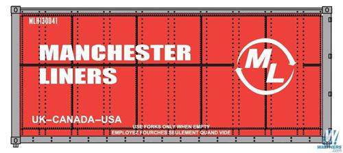 Walthers Scenemaster 20' Smooth Side Container Manchester Liners WH949-8656