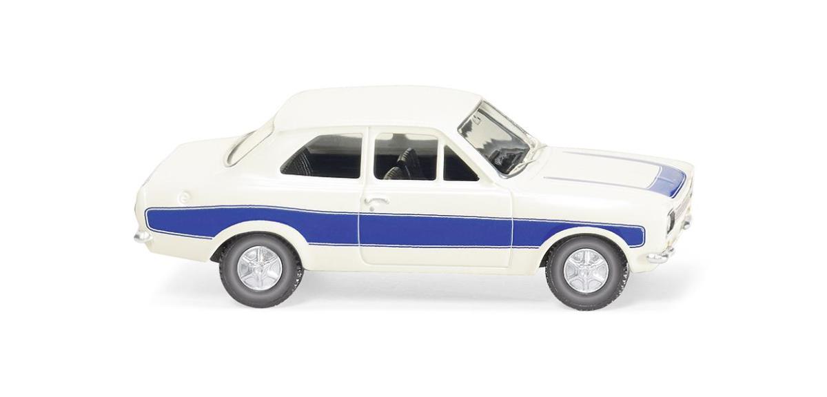 Wiking Ford Escort White/Blue Stripe 1968-74 WK020306