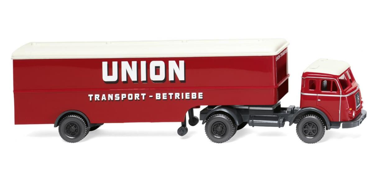 Wiking Henschel Box Semitrailer Union Transport WK051323