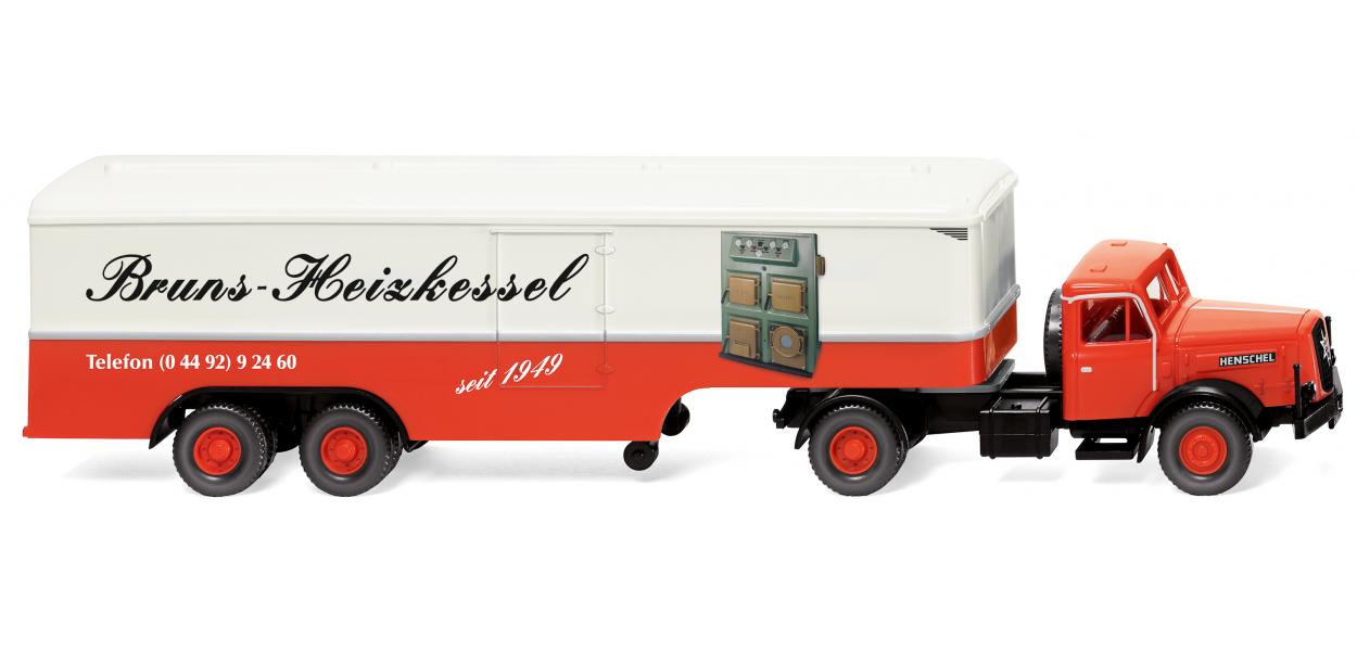 Wiking Henschel Box Semitrailer Bruns 1955-61 WK051326