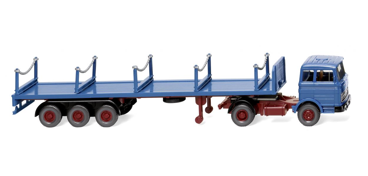 Wiking MB Stanchion Trailer Truck Azure Blue 1968-71 WK055406