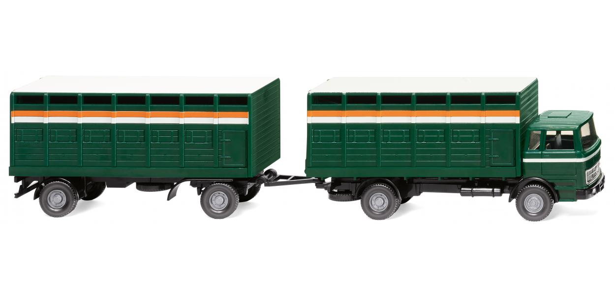 Wiking MB Cattle Trailer Truck Moss Green WK056503