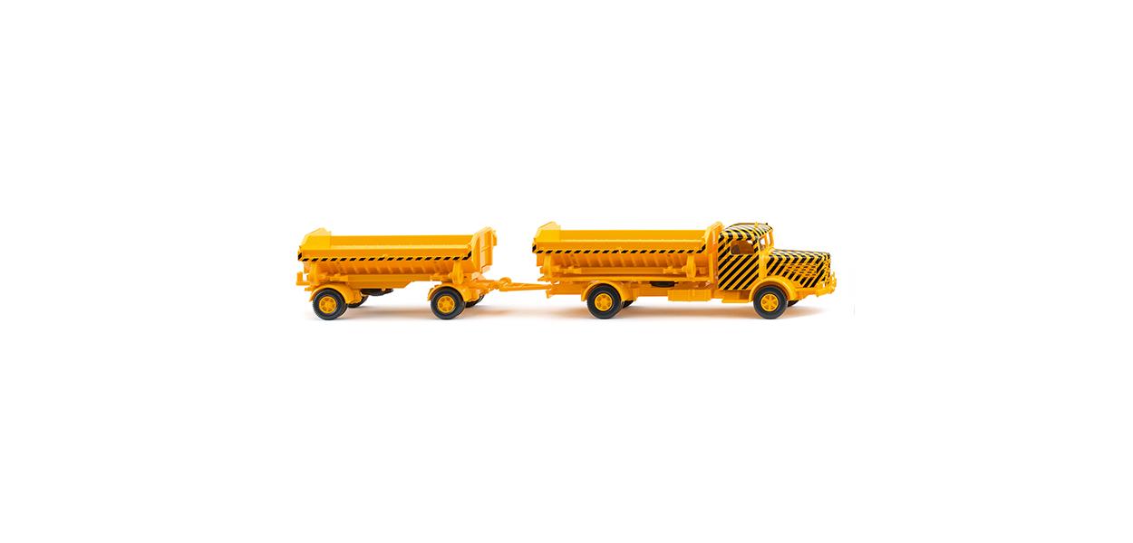 Wiking Bussing 8000 Tipper Truck w/Trailer Traffic Yellow 1950-56 WK067506