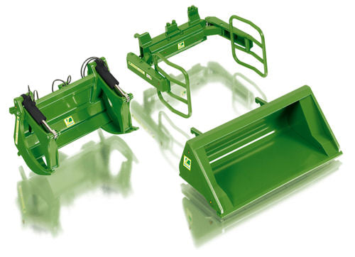 Wiking 1:32 John Deere Front Loader Green Attachments Set A WK077381