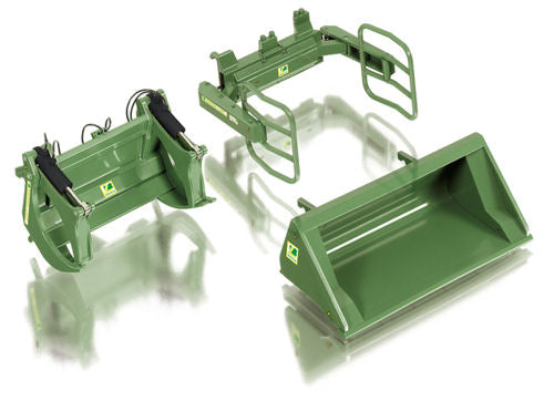 Wiking 1:32 Bressel and Lade Front Loader Green Attachments Set A WK077383