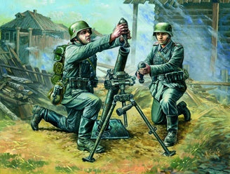 German 81-mm Mortar with Crew