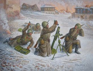 Soviet 82-mm Mortar w/Crew (Winter Unif.)