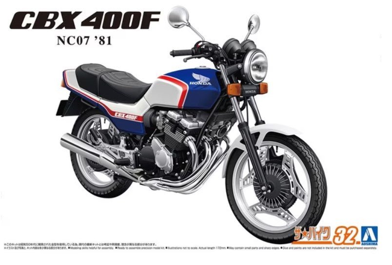 Aoshima 1/12 Honda Nc07 Cbx400f Pearl Candy Blue / Pearl Shell White 06342 - Access Models