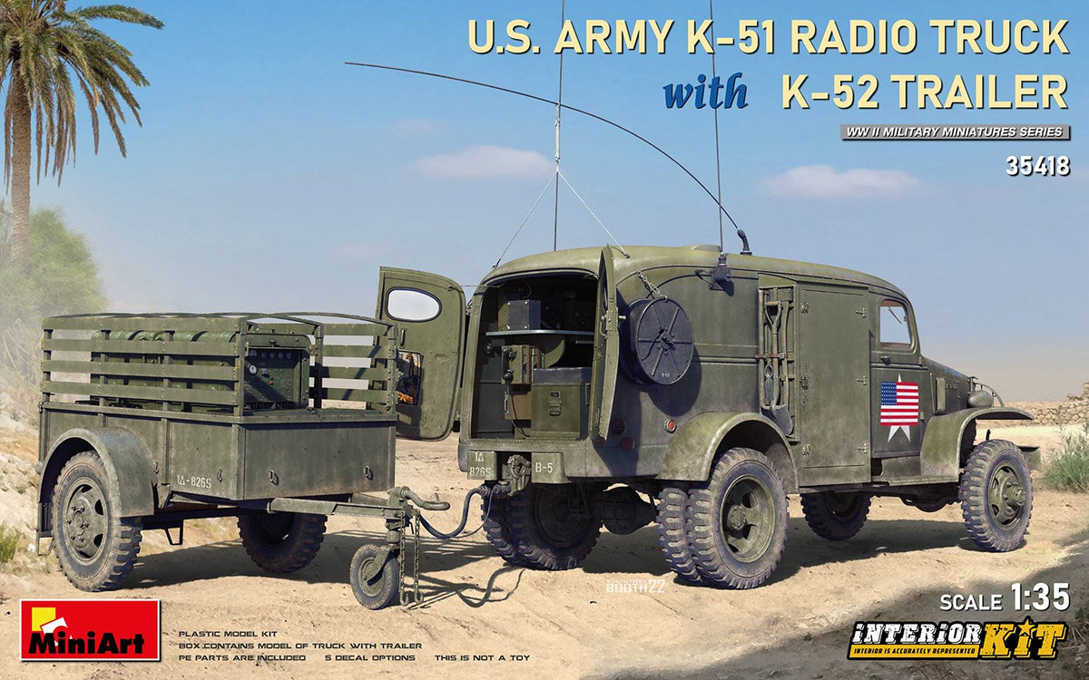 Miniart 1/35 US Army K-51 Radio Truck w/ K-52 Trailer 35418 - Access Models