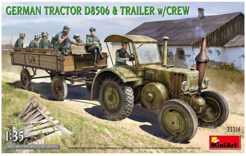MiniArt German Tractor D8506 &amp; Trailer W/Crew 35314 - Access Models