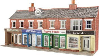 Scale Low Relief Red Brick Shop Fronts Po272 - Access Models