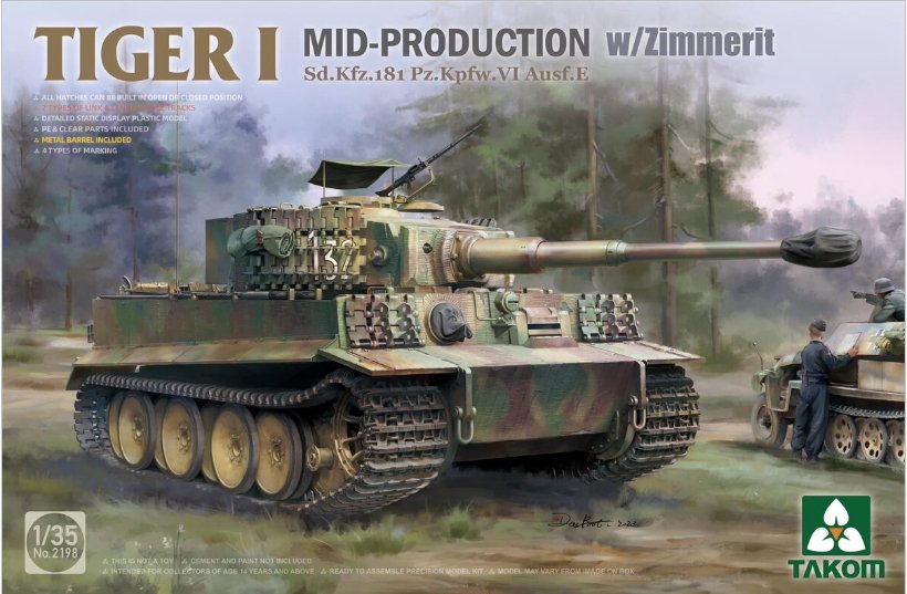 Takom Tiger I Mid-Production w/Zimmerit Sd.Kfz.181 Pz.Kpfw.VI TAK2198 - Access Models