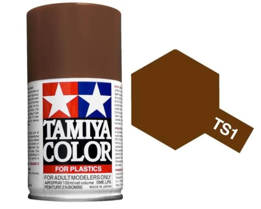 Tamiya Spray Paints 100ml TS1 Red Brown - Access Models