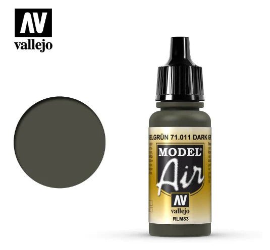 Vallejo Model Air 17ml 011 Dark Green Rlm83 - Access Models