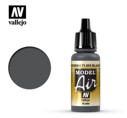 Vallejo Model Air 17ml 055 Black Grey Rlm66 - Access Models